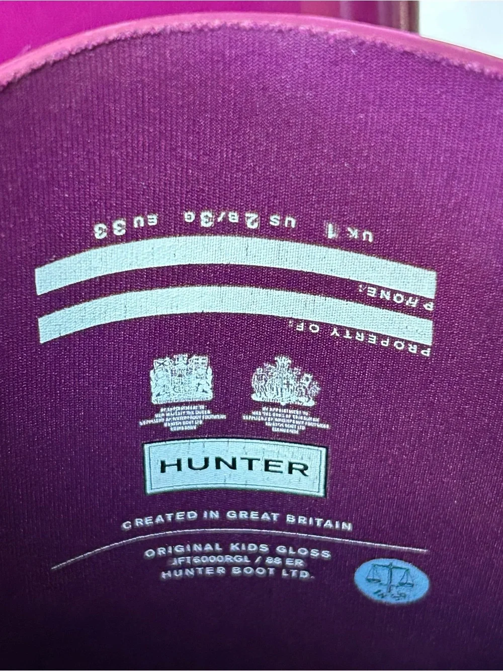 Hunter kids Magenta Tall Rain Boots
